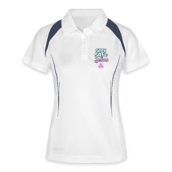 Bleib sicher, Jesus - Frauen Polo atmungsaktiv - Weiß/Navy - Vorne