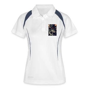 Schlange, Hut und Gras-Szene - Frauen Polo atmungsaktiv - Weiß/Navy - Vorne