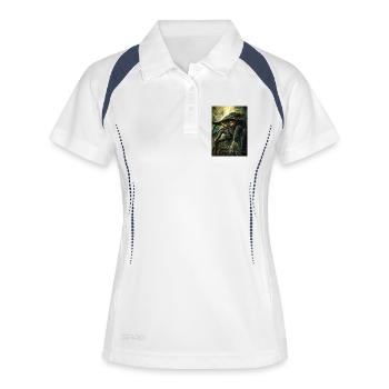 Gogglespinne im Dämmerwald - Frauen Polo atmungsaktiv - Weiß/Navy - Vorne
