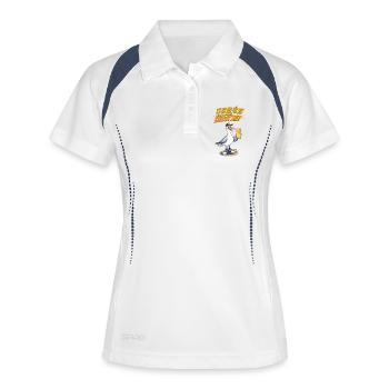 Ich bin nur fürs Bier hier Möwe Fun Shirt - Frauen Polo atmungsaktiv - Weiß/Navy - Vorne