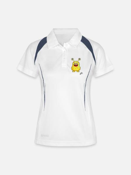 Yellow Monster with Confetti Polka Dots - Women's Polo breathable - white/navy