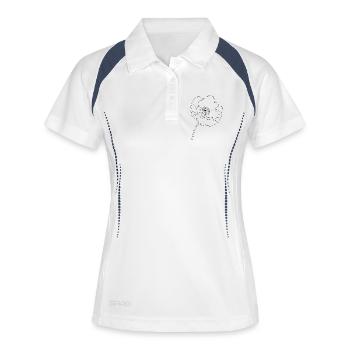 Silhouette de fleur de pavot - Polo respirant Femme - blanc/marine - Devant