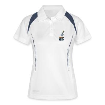 Kopfball Roboter - Frauen Polo atmungsaktiv - Weiß/Navy - Vorne