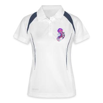 Perdus dans les profondeurs de méduses – Océan bioluminescent - Polo respirant Femme - blanc/marine - Devant