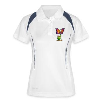Colorful butterfly meets cactus hero - Women's Polo breathable - white/navy - Front