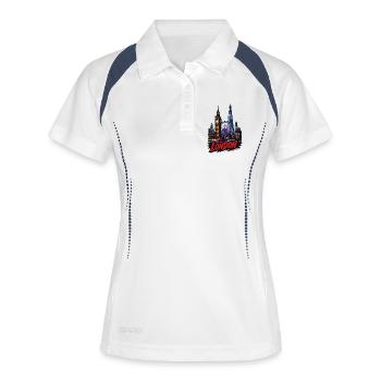 Londons Neon Skyline - Frauen Polo atmungsaktiv - Weiß/Navy - Vorne