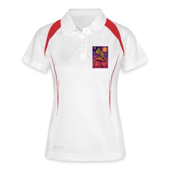 Psychedelic Chameleon sur Melting Mushroom - Polo respirant Femme - blanc/marine - Devant