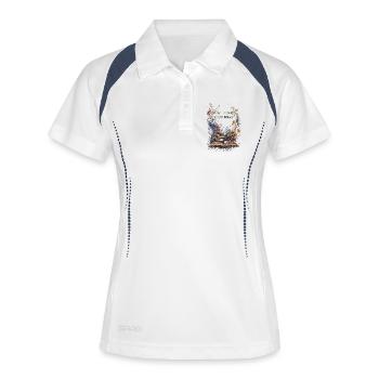 Pflanzen und Bücher: Ideen, die wachsen - Frauen Polo atmungsaktiv - Weiß/Navy - Vorne
