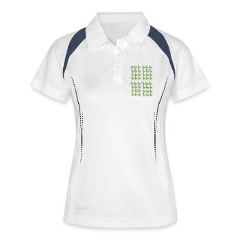 Grünes Erbsenschoten Muster - Frauen Polo atmungsaktiv - Weiß/Navy - Vorne