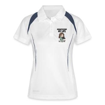 Das Leben durch die Kamera genießen - Frauen Polo atmungsaktiv - Weiß/Navy - Vorne