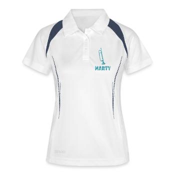 Marty dans le rôle des trompettes - Polo respirant Femme - blanc/marine - Devant
