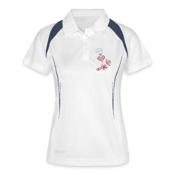 Fleurs et papillons, style coccinelle. - Polo respirant Femme - blanc/marine - Devant