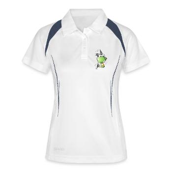 Goldiger Frosch - Frauen Polo atmungsaktiv - Weiß/Navy - Vorne