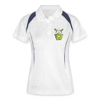 Verliebte Eule - Frauen Polo atmungsaktiv - Weiß/Navy - Vorne