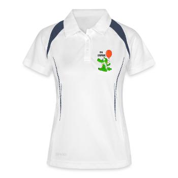 Grand frère Mignon animal - Polo respirant Femme - blanc/marine - Devant