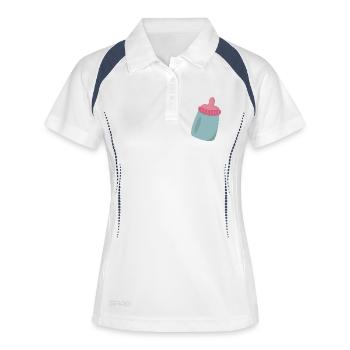 Babyflasche - Frauen Polo atmungsaktiv - Weiß/Navy - Vorne