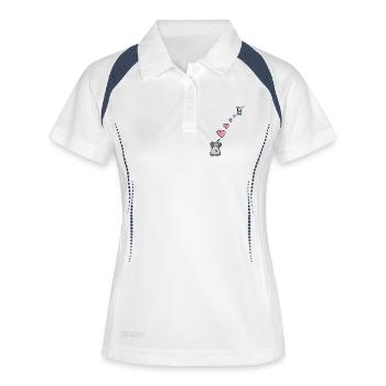Elefant Kind mit Herz Symbol für Liebe - Frauen Polo atmungsaktiv - Weiß/Navy - Vorne