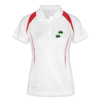 Froschpärchen © Chyropterum Innoxius - Frauen Polo atmungsaktiv - Weiß/Navy - Vorne