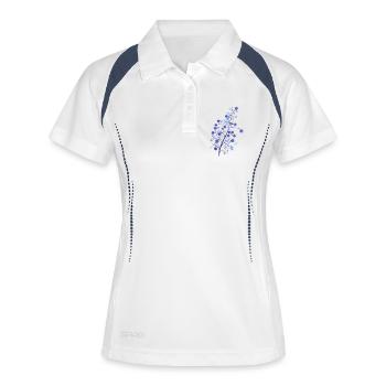 Aquarell Beerenzweig Lavendelblau - Frauen Polo atmungsaktiv - Weiß/Navy - Vorne