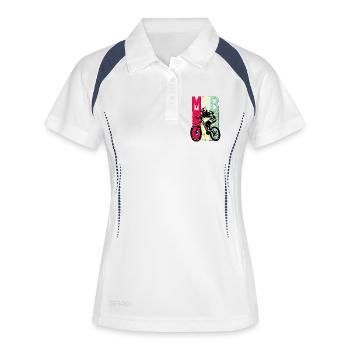 VTT VTT - VTT - Rétro Cycling - Polo respirant Femme - blanc/marine - Devant