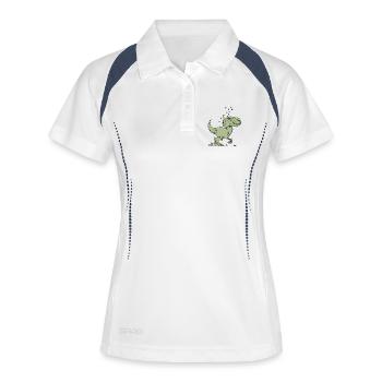 Dinosaurier - Frauen Polo atmungsaktiv - Weiß/Navy - Vorne