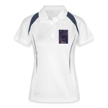Widder Sternbild Himmlischer Ring - Frauen Polo atmungsaktiv - Weiß/Navy - Vorne