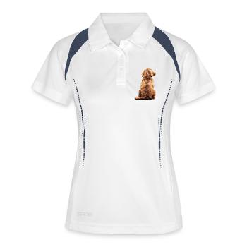 Golden Retriever - Frauen Polo atmungsaktiv - Weiß/Navy - Vorne