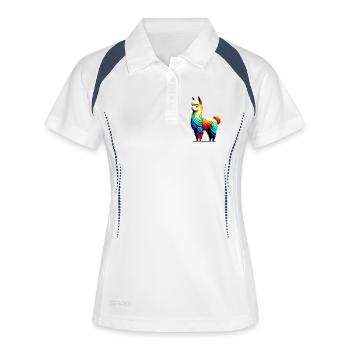 Alpaka - Frauen Polo atmungsaktiv - Weiß/Navy - Vorne