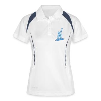 Schnee Winter Skifahrer Schifahren Wintersport Eis - Frauen Polo atmungsaktiv - Weiß/Navy - Vorne