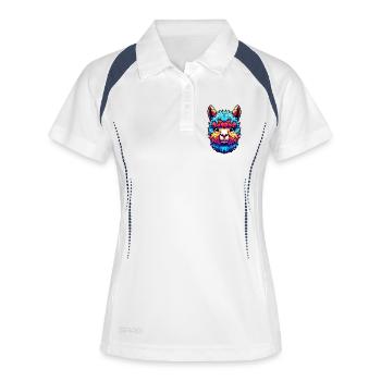Alpaka - Frauen Polo atmungsaktiv - Weiß/Navy - Vorne