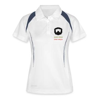Gesunde Männer, Starke Familien - Frauen Polo atmungsaktiv - Weiß/Navy - Vorne