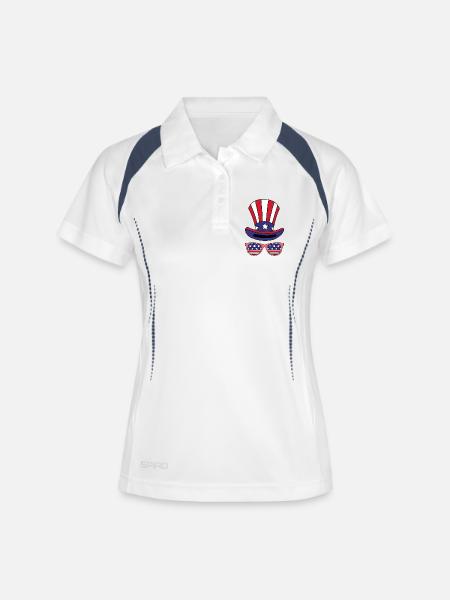 C'est l'Amérique ! - Polo respirant Femme - blanc/marine