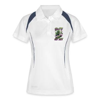 Skelett auf Skateboard - Skate or die - Frauen Polo atmungsaktiv - Weiß/Navy - Vorne