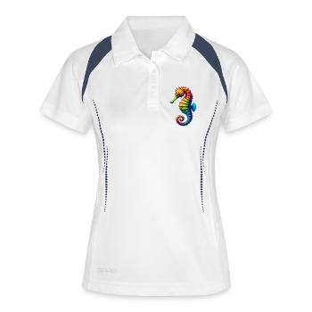 Seepferdchen - Frauen Polo atmungsaktiv - Weiß/Navy - Vorne