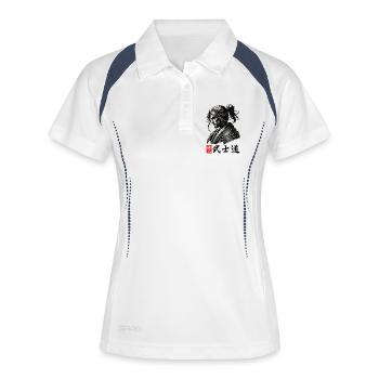 Bushido von Ronin - Frauen Polo atmungsaktiv - Weiß/Navy - Vorne