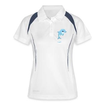 Baby blue dolphin jumping out of the water - Women's Polo breathable - white/navy - Front
