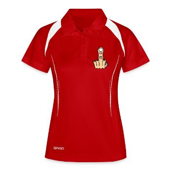 Design von Fottutte Rückseite - Frauen Polo atmungsaktiv - Weiß/Navy - Vorne
