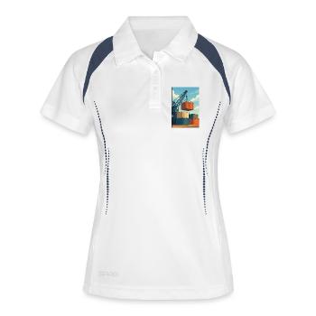 Docker Charriage de Conteneurs Industriels - Polo respirant Femme - blanc/marine - Devant
