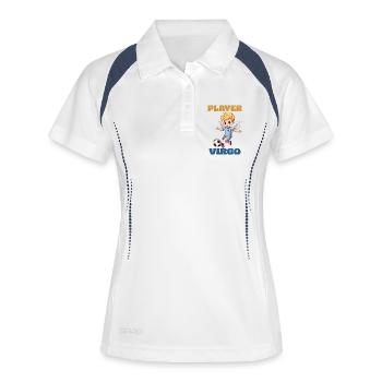 Fußballspieler Fußball Sternzeichen Jungfrau Virgo - Frauen Polo atmungsaktiv - Weiß/Navy - Vorne