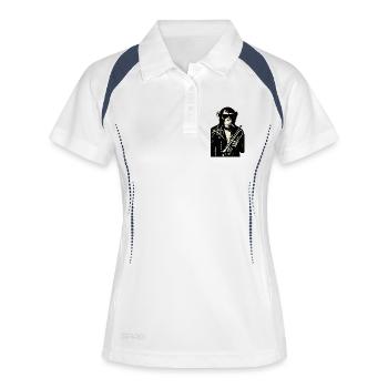 Jazz Chimpanzé en veste en cuir avec trompette - Polo respirant Femme - blanc/marine - Devant