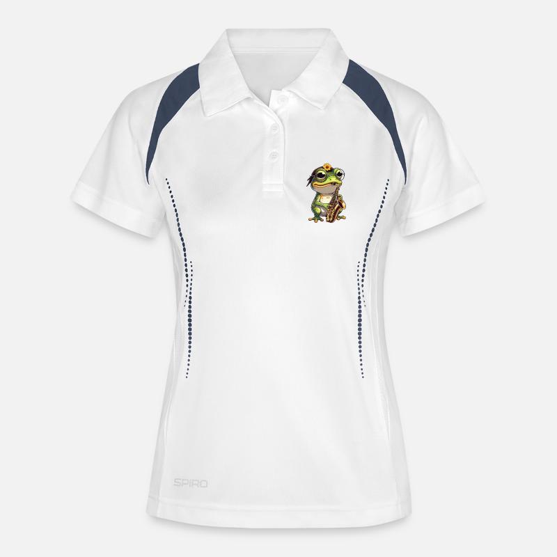 Jazz frog with saxophone - Women's Polo breathable - white/navy