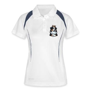 Australian Shepherd Aussie Aussiebesitzer Aussies - Frauen Polo atmungsaktiv - Weiß/Navy - Vorne