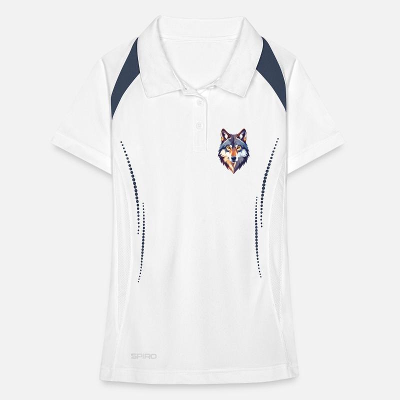 Wolf Head Motif Proud Wolf Head Illustration Women's Polo breathable