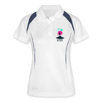 Télétravail Pas de bureau pas de limite - Polo respirant Femme - blanc/marine - Devant