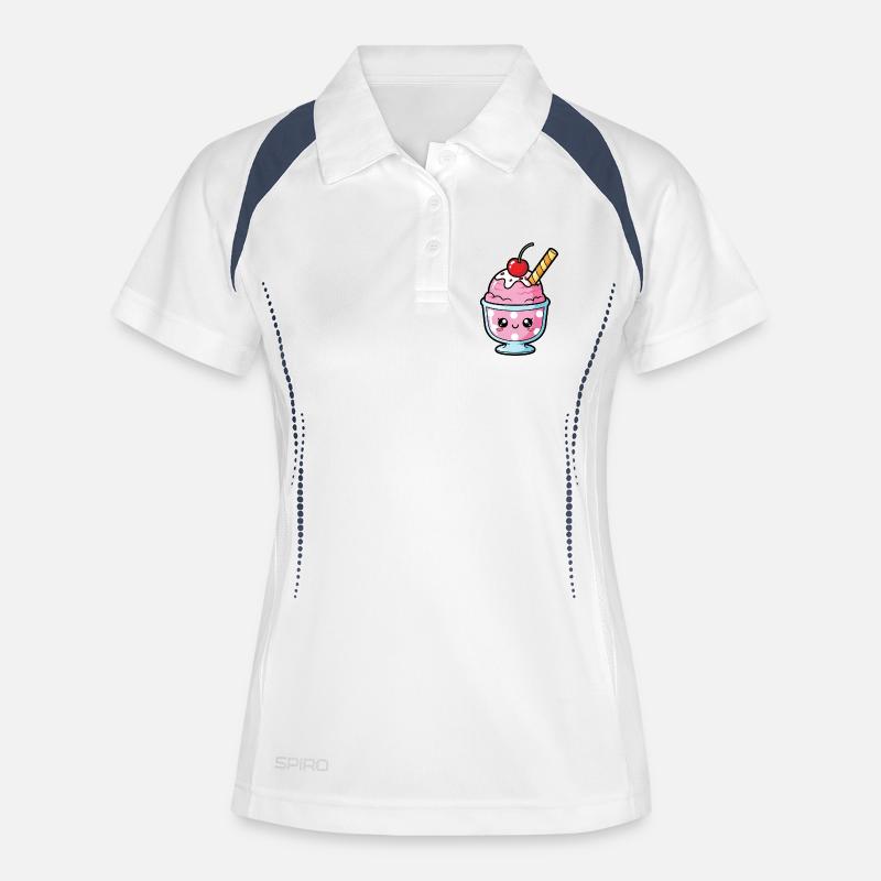 Kawaii Pink Sundae Cup - Women's Polo breathable - white/navy