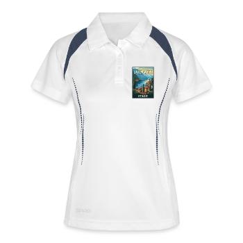Erleben Sie die Schönheit des Gardasees in Italien - Frauen Polo atmungsaktiv - Weiß/Navy - Vorne