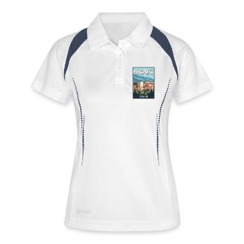 Entdecken Sie Granada in Spanien Die Schönheit von Alhambra - Frauen Polo atmungsaktiv - Weiß/Navy - Vorne
