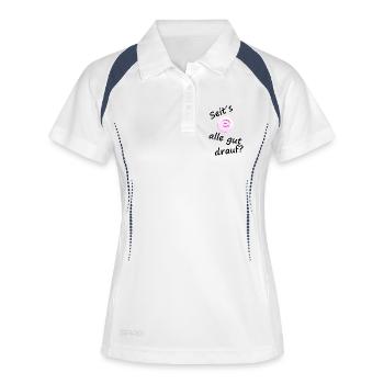 De travers, tout le monde est de bonne humeur – Techno Design - Polo respirant Femme - blanc/marine - Devant