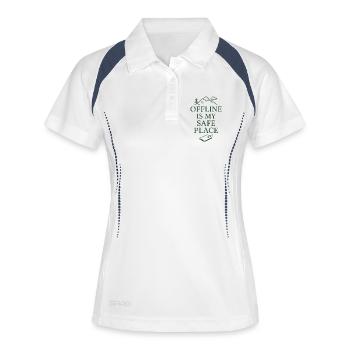 Hors ligne est mon lieu sûr – Nature & Tranquillité Design - Polo respirant Femme - blanc/marine - Devant