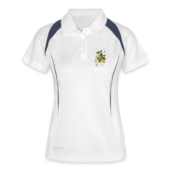 Botanisches Vintage Lemon Tree Board - Frauen Polo atmungsaktiv - Weiß/Navy - Vorne